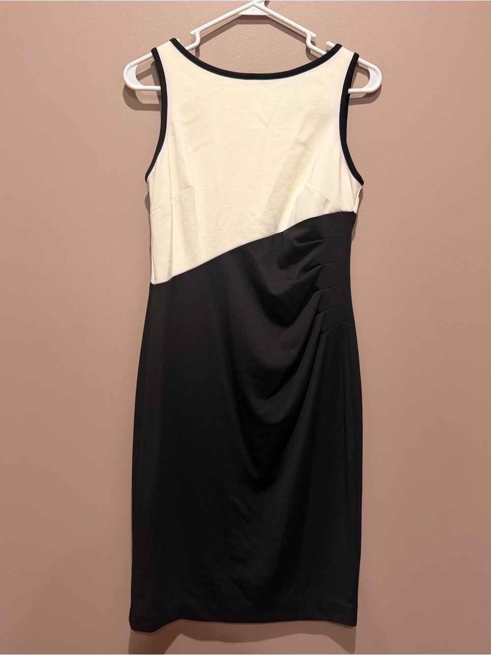 Chaps Two-Tone Black and White Midi Sheath Dress